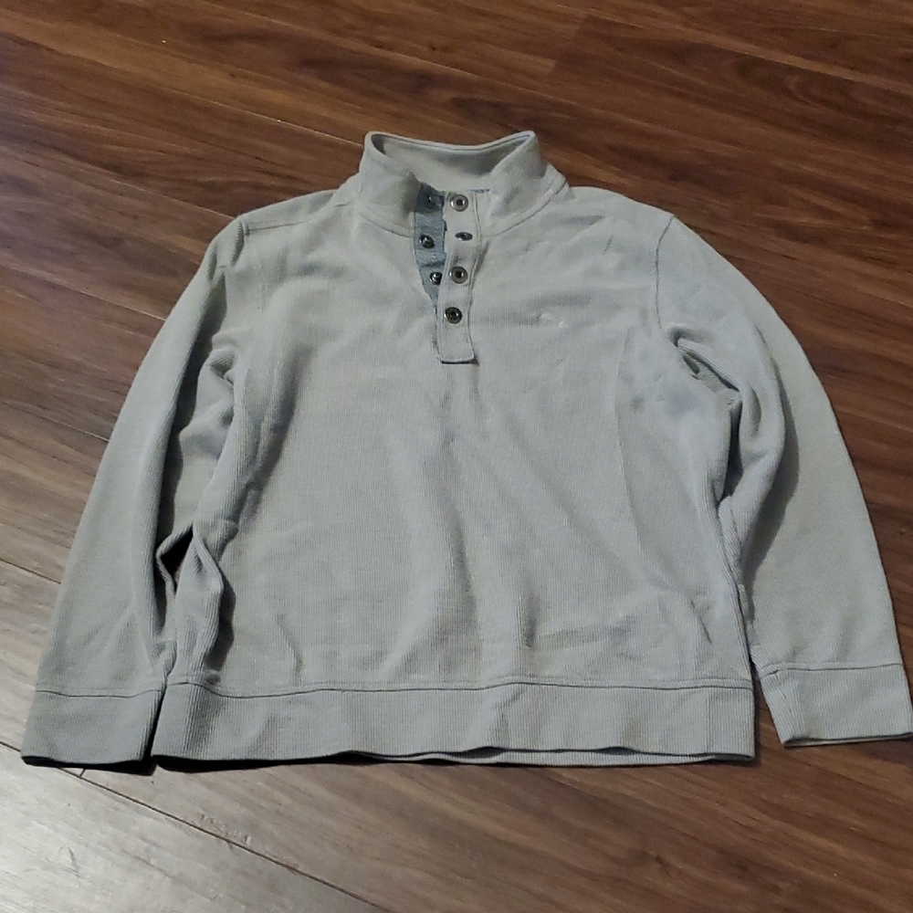 Tommy Bahama Light Gray Ribbed Henley Top